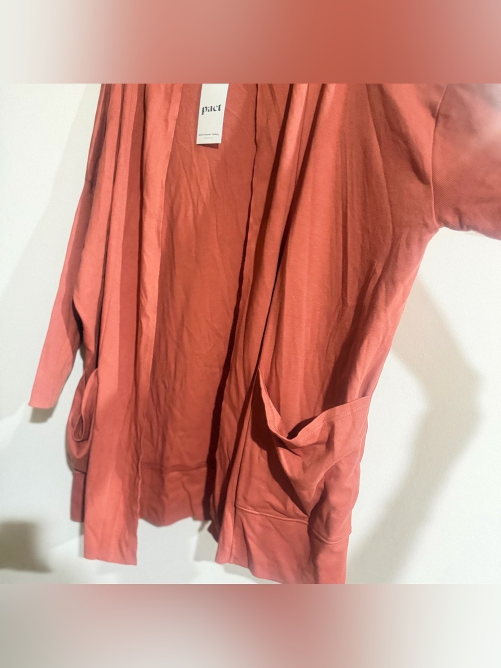 Pact Lightweight Open-Front Cardigan - Terracotta - Picture 3 of 10